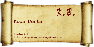 Kopa Berta névjegykártya